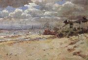 Girolamo Nerli Coast scene with pier Sweden oil painting artist